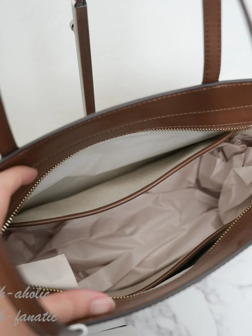 Tory Burch Emerson Patent Leather Work Tote Shoulder Bag in Rich Walnut NWT